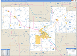 Lafayette-West Lafayette Metro Area Wall Map Basic Style 2026